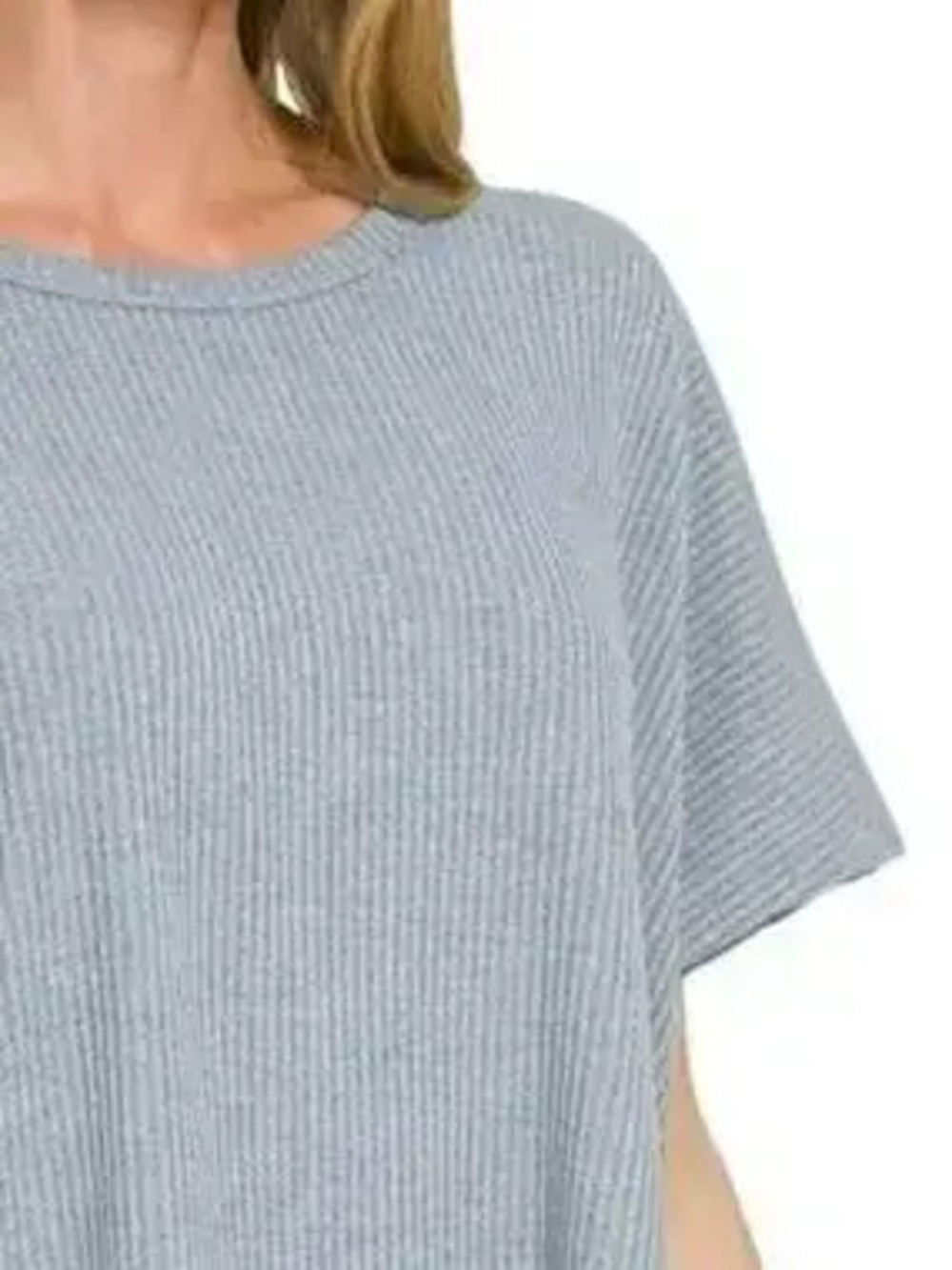 Zenana Ribbed Round-Neck Short-Sleeve Knit Top - Picture 2 of 4